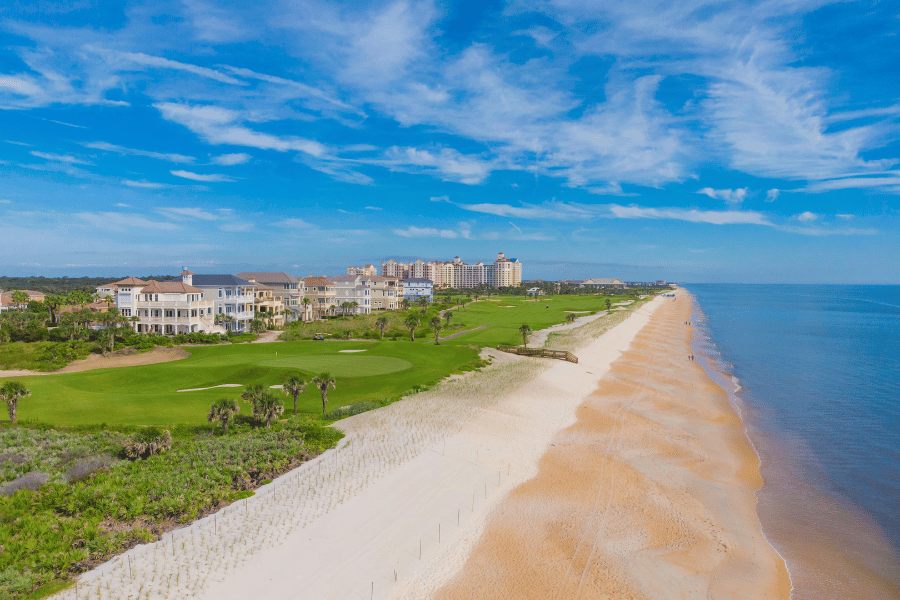 Palm Coast Beach Aerial view of Palm Coast, Florida on a sunny day near the beach
