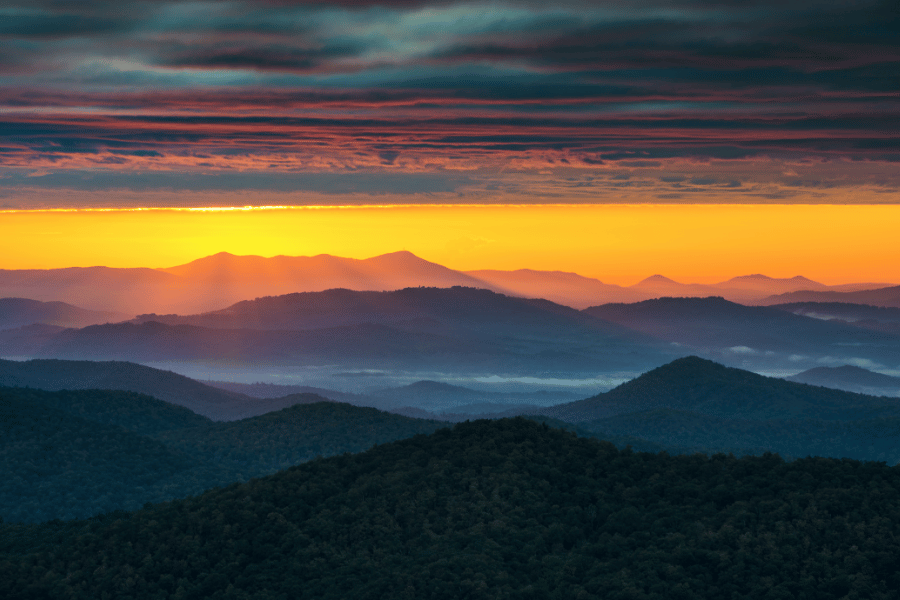 Boone, NC beautiful orange and yellow sky in Boone, NC