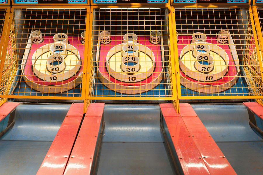 Arcade ski ball at an arcade