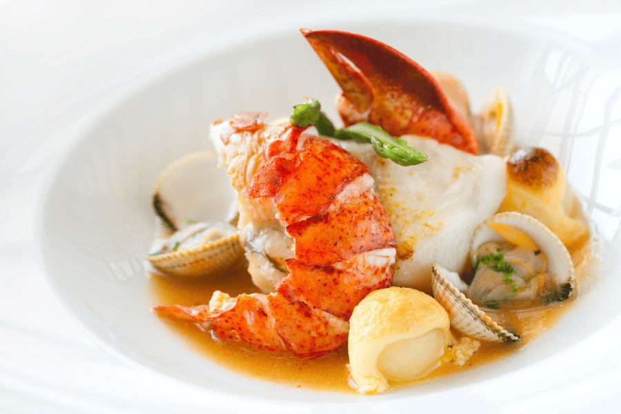 Lobster Dinner Seafood dinner with lobster in a bowl