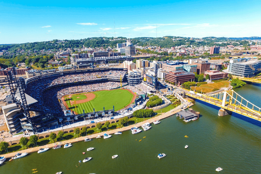 PNC Park Ariel image of the PNC Park and Pittsburgh bridge