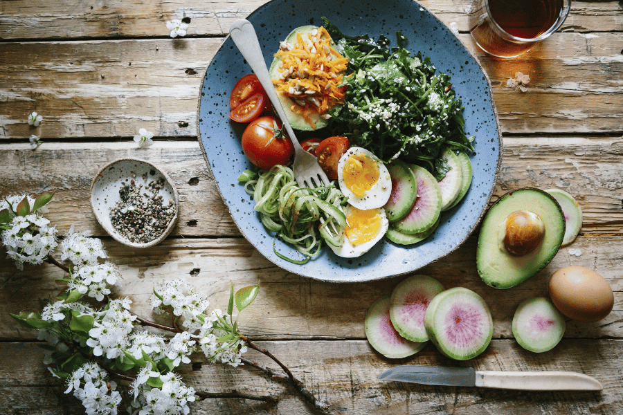 salad dressing chopped avocado cucumber lettuce