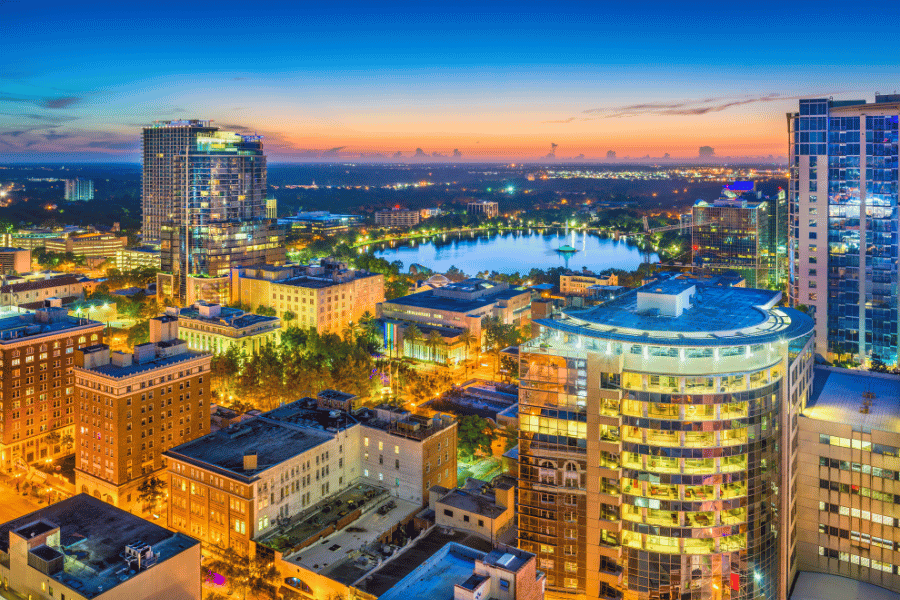 Orlando, FL Orlando Fl skyline sunset