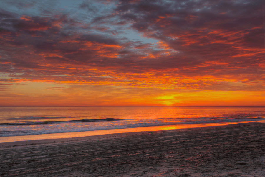 Nags Head, NC Breathtaking orange and yellow sunset in Nags Head, NC