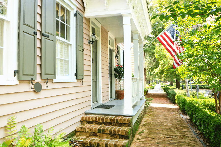 american-home-front-porch.png Average American home front porch with US flag