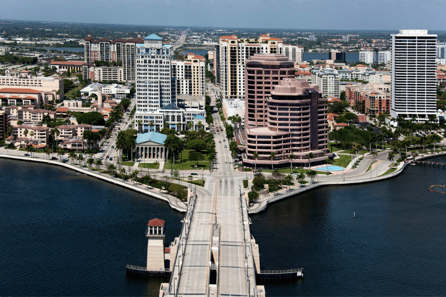 Palm Beach during the day skyline buildings near water