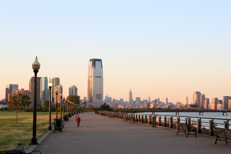 Liberty State Park Liberty State Park in Jersey City, NJ by the water at dusk