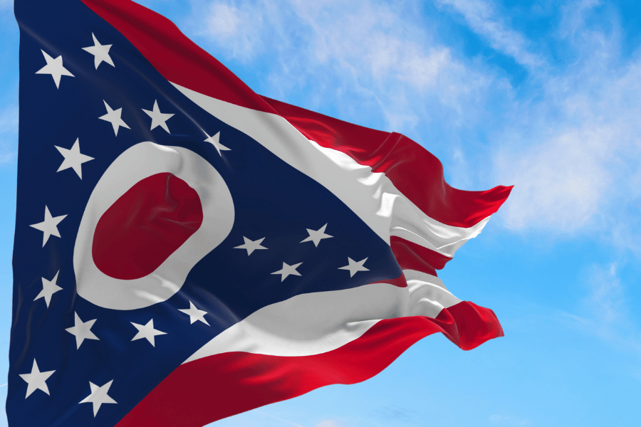 Ohio state flag in the sky