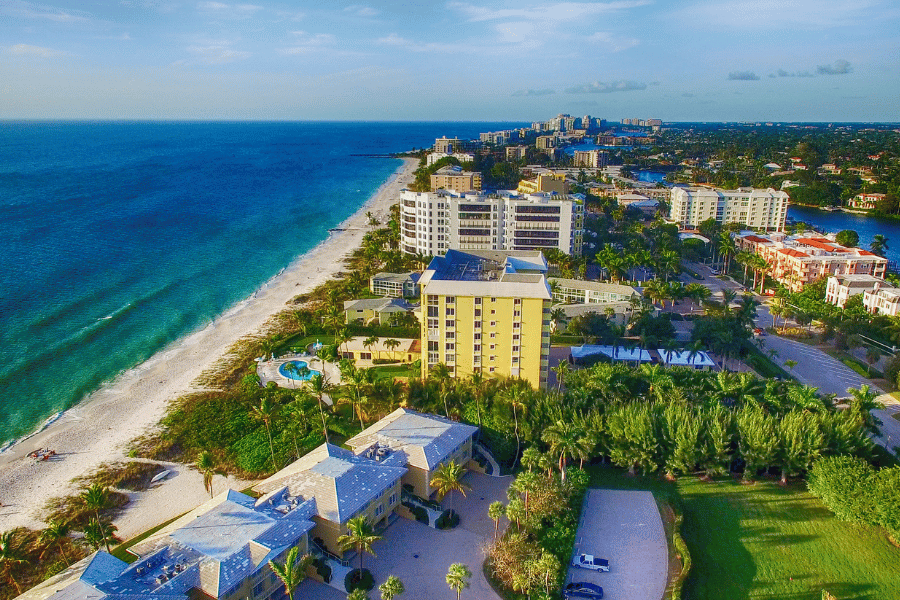 Naples, FL Coastline Naples, FL Coastline buildings and beach