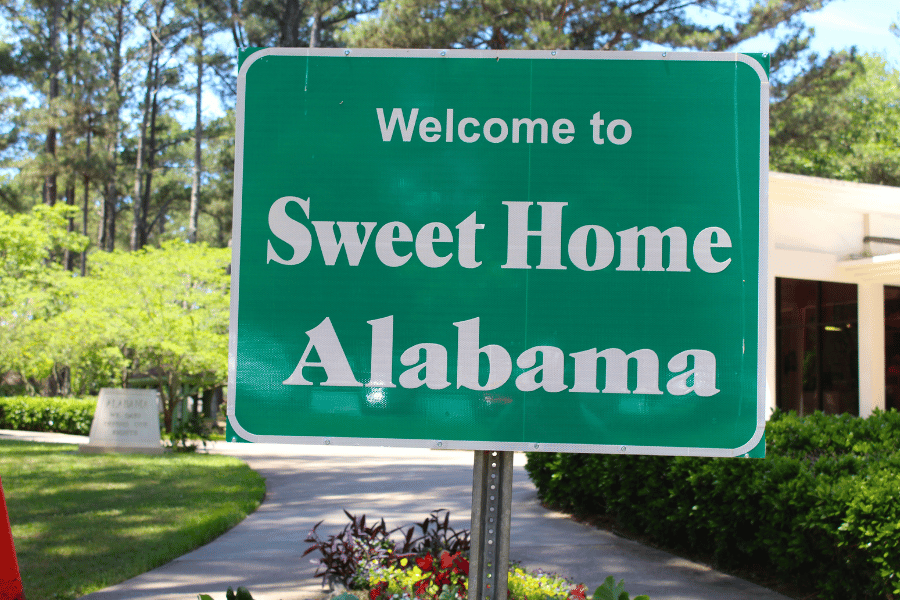 Alabama-sign.png welcome to sweet home Alabama green sign