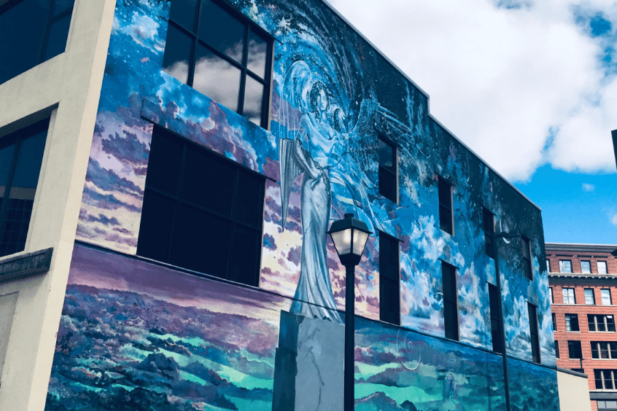 Wall art on building downtown Grand Rapids
