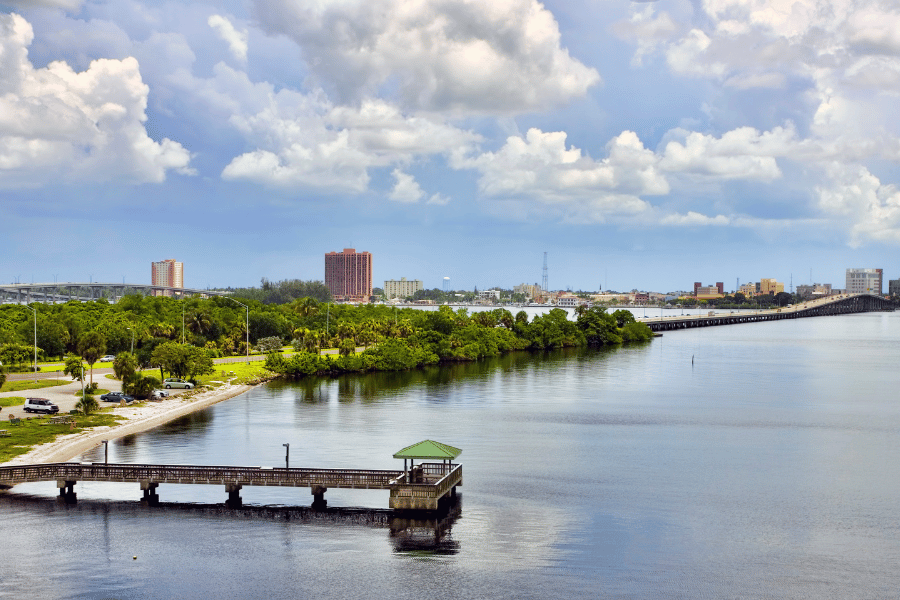 Downtown Fort Myers Downtown Fort Myers near the water with bridge