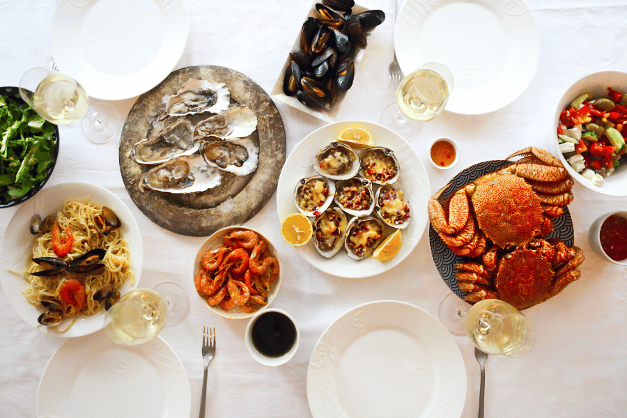 seafood, lobster, shrimp